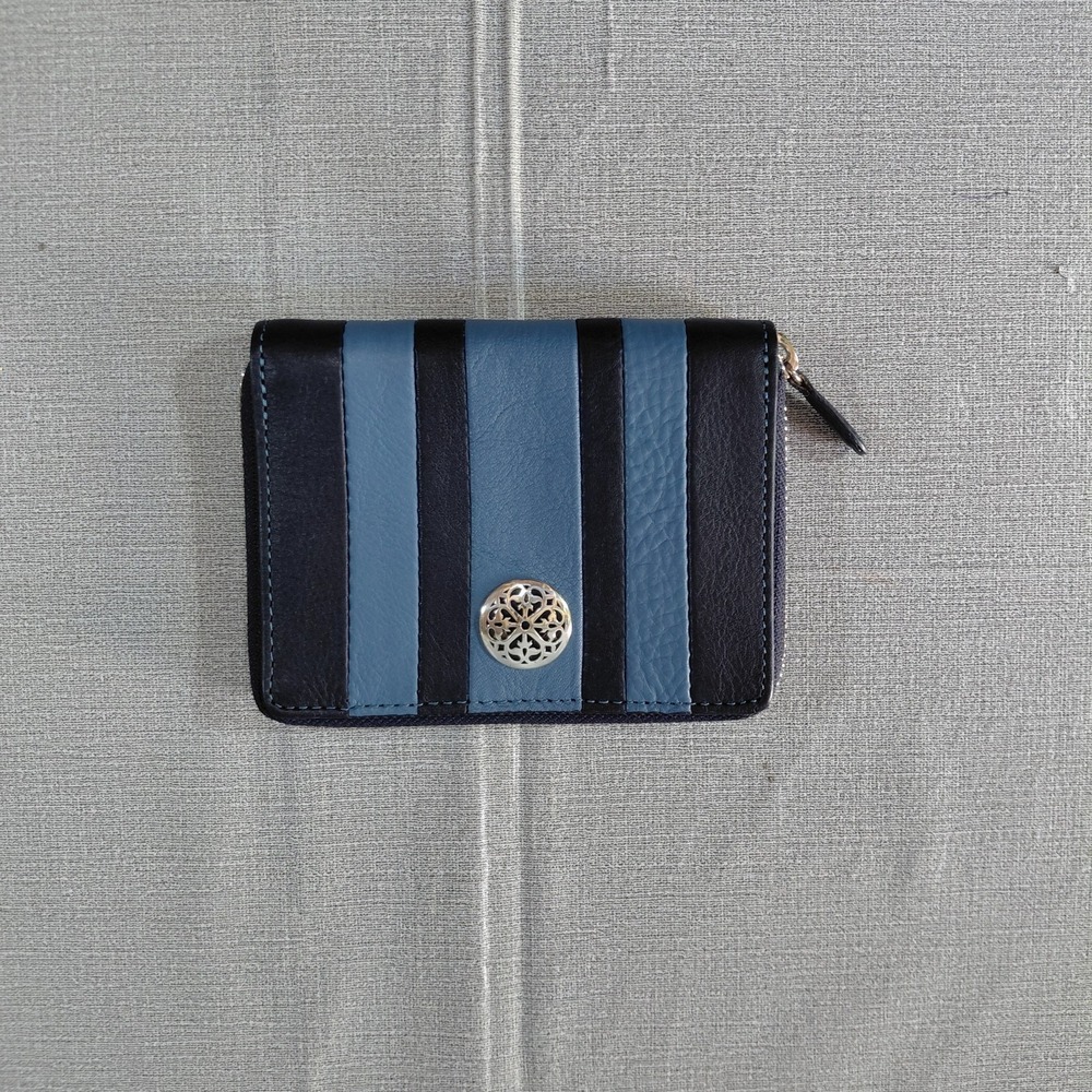 Brighton Santorini Medium Zip Around Wallet Women's Canyon Blue/Ink Leather
